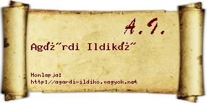 Agárdi Ildikó névjegykártya